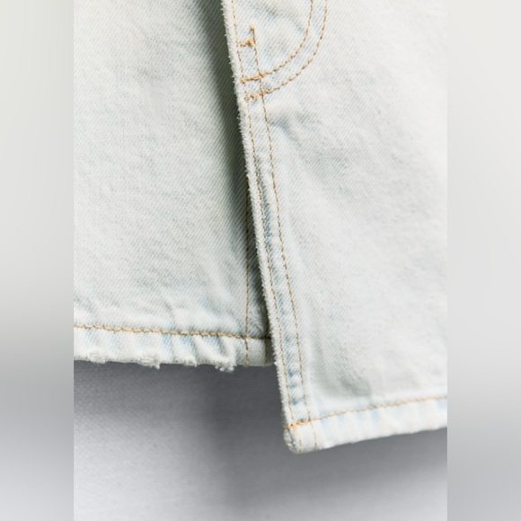 ZARA NEW Women’s Sleeveless Blue Denim Mini Dress Size Small Lapel Collard NWT - Picture 5 of 7